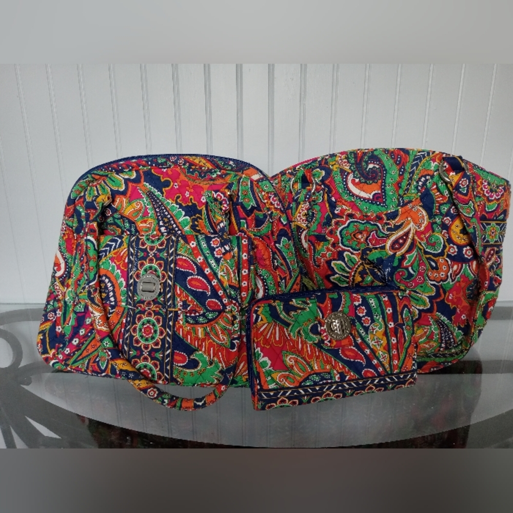 Vera Bradley Set (two bags and latch-front wallet)